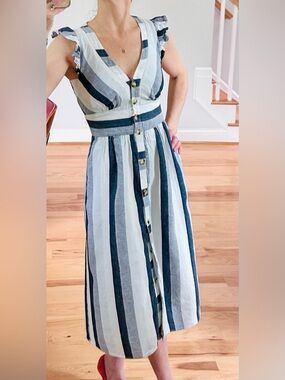 point sur flutter sleeve midi dress in printed cotton voile J.Crew Point Sur flutter-sleeve tiered midi